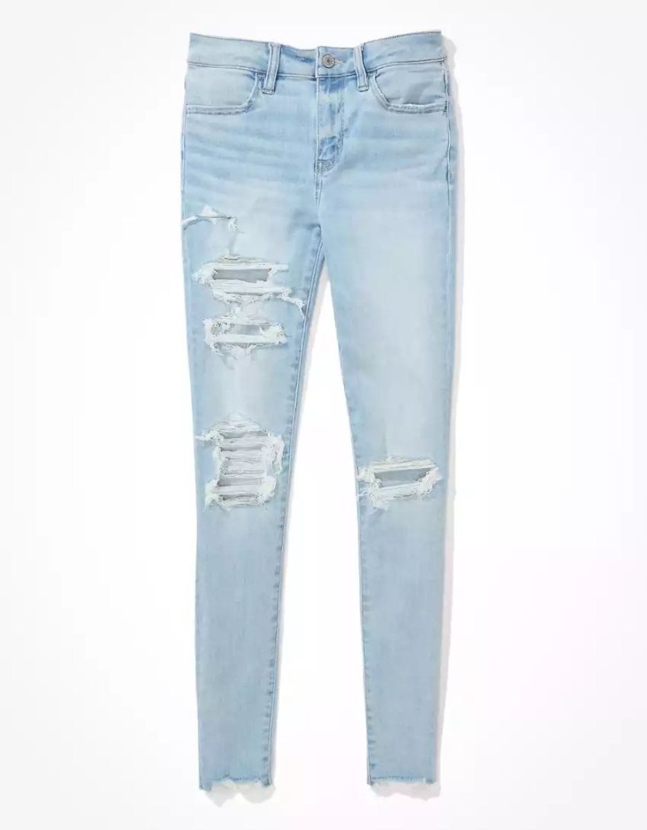 Jean American Eagle AE Ne(x)t Level Ripped Low-Rise Jegging Bleu Foncé Femme | HGI-77809615